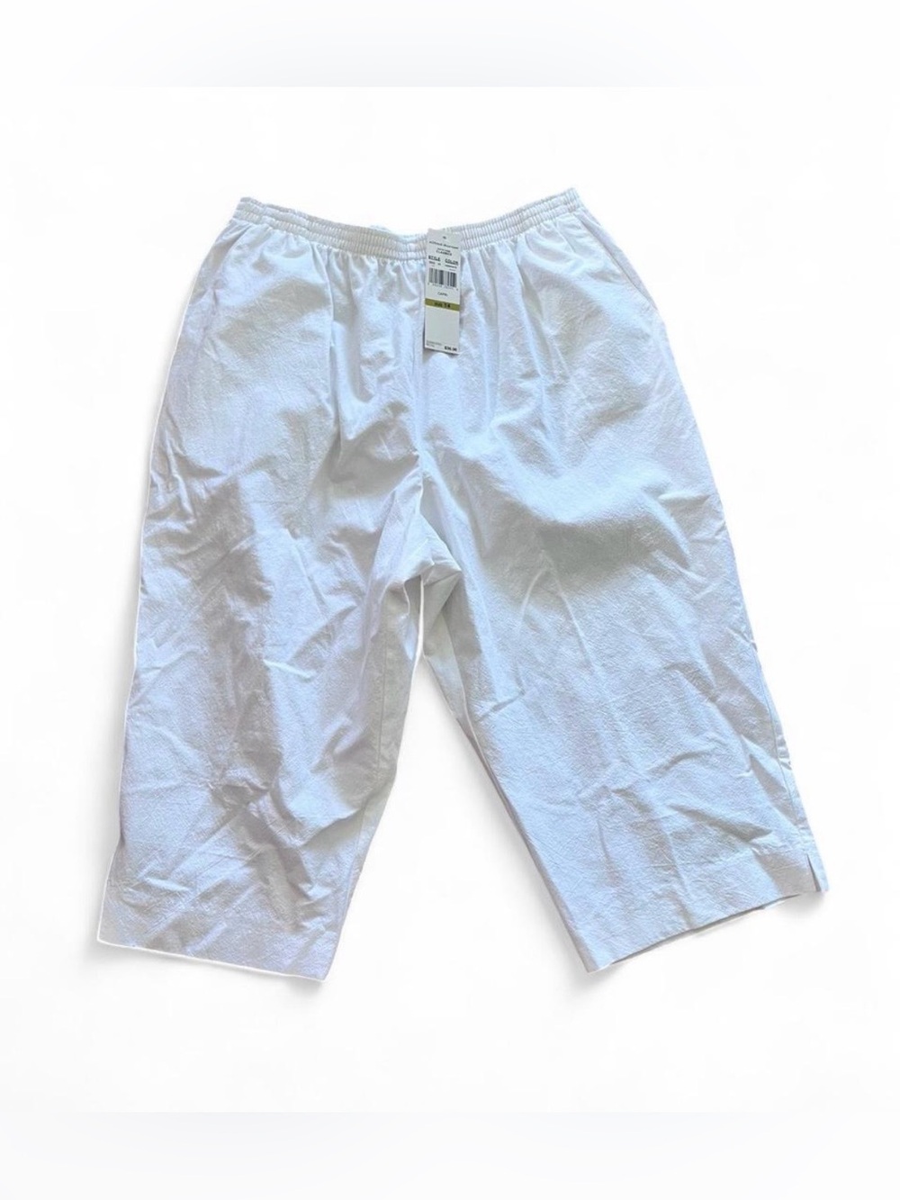 Alfred Dunner White Elastic-Waist Capris Pants NWT Summer Lightweight